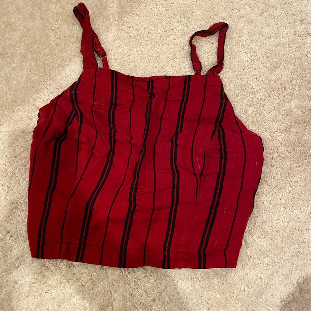 Red Striped Cropped Hollister Shirt
